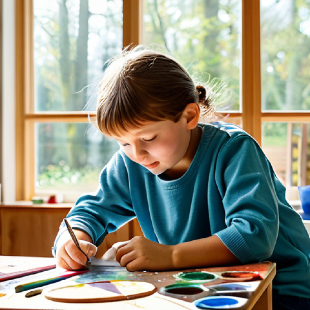 **

"A modern, open-plan home interior designed as a Reggio Emilia-inspired learning environment. Sunlight streams through large windows, illuminating natural wood furniture and art supplies. Children are fully clothed and engaged in creative activities such as painting with watercolors and building structures with blocks.  Safe for work, appropriate content, fully clothed, family-friendly, perfect anatomy, correct proportions, natural pose, high-quality rendering."

**