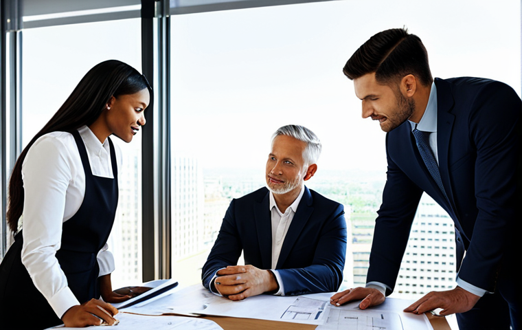 **

"A diverse team of professionals collaborating on a project in a modern, sunlit office.  They are reviewing plans and discussing strategy. Everyone is fully clothed in modest business attire. Safe for work, appropriate content, professional environment, perfect anatomy, natural proportions, family-friendly."

**