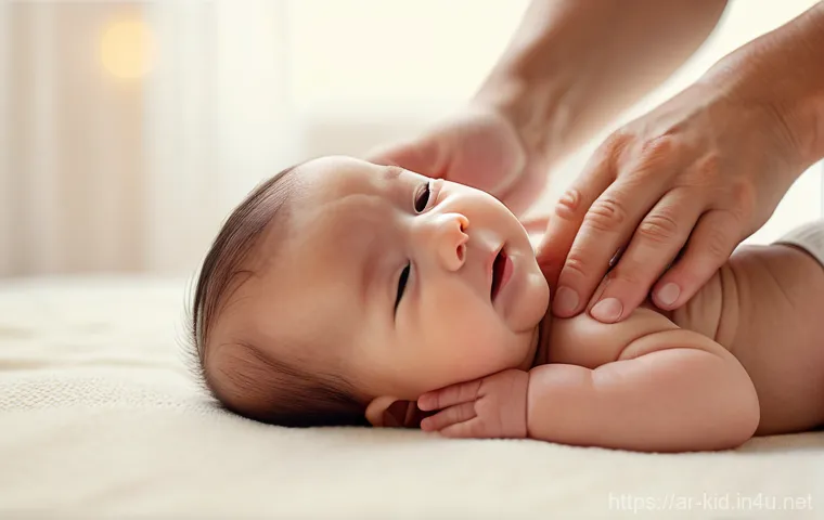 베이비 마사지 효과 - **Prompt 1: Unspoken Love and Bonding through Touch**
    A heartwarming close-up shot of a parent (...